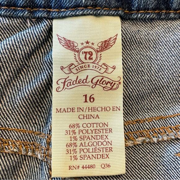 FADED GLORY WOMENS VINTAGE MINI SKIRT Y2K BOHO WESTERN BLUE 16W - Picture 5 of 6